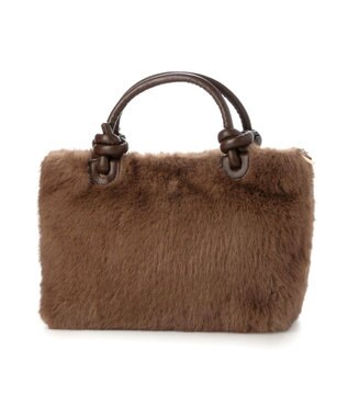 UNBILLION カシュカシュ cachecache / ミンク風フェイクファーノットハンドルバッグ キャメル