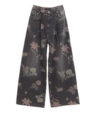 Green Parks ・ＳＵＧＡＲ　ＳＰＯＯＮ　フラワーｐｔデニムワイドパ Black