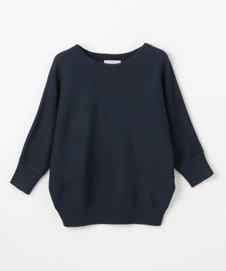 ANY L 【洗濯機可/アンチピリング/UVケア】アクリルガーターニット ネイビー