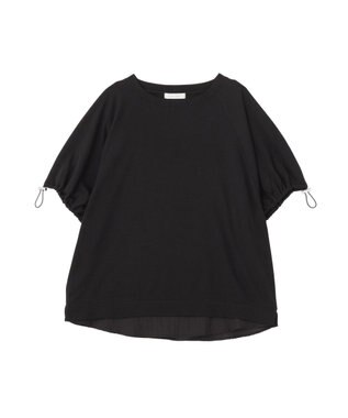 Green Parks 袖ドロストシアー裏毛ドッキングプルオーバー Black