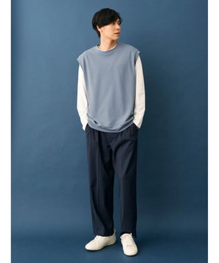 CRAFT STANDARD BOUTIQUE 梨地カットベスト＋Ｌ／Ｓ　ＴＥＥーＳＥＴ Blue