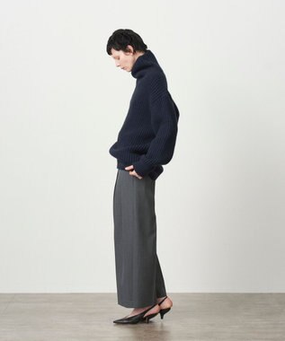 ATON WOOL GABARDINE | ワイドツータックパンツ CHARCOAL GRAY