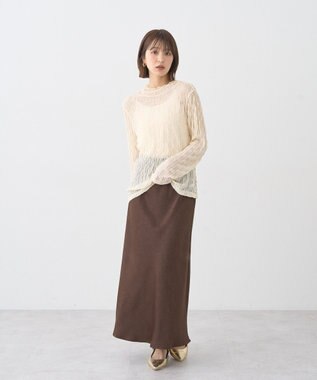earth music&ecology ストレッチサテンスカート Brown