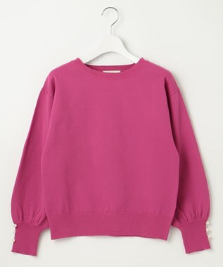 Feroux 【洗える】パールポイントパフスリーブ ニット パープル系