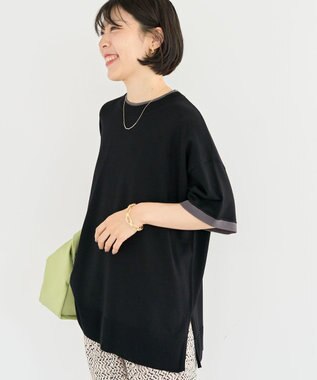 Green Parks 冷やっとすずやかレイヤーニットプルオーバ Black