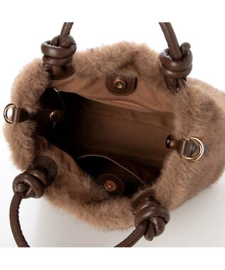 UNBILLION カシュカシュ cachecache / ミンク風フェイクファーノットハンドルバッグ キャメル