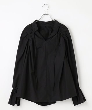 #Newans 【ANSWER for 骨格ナチュラル】ギャザーショルダーシャツ ブラック系