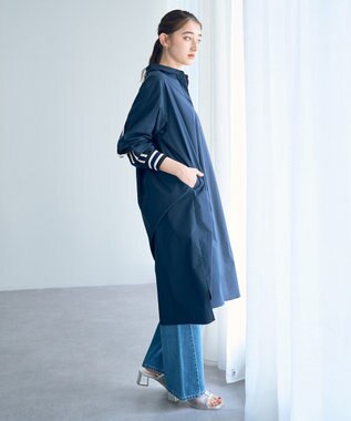 YECCA VECCA リブMIXシャツワンピース Navy