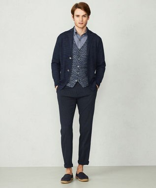 JOSEPH ABBOUD 【サスティナブル】スラブギマ カーディガン ネイビー系