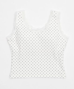 WEGO 【カップ付きインナー】ドット柄レースlカップインタンク ホワイト