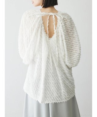 Green Parks AnriettMusee カットジャガードタックブラウス Ivory