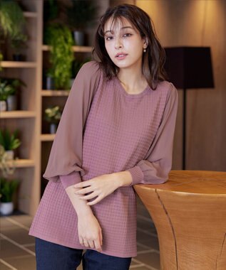 Tiaclasse シアーチェック柄ニットチュニック