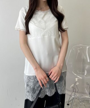 WEGO レース切替サテンキャミ