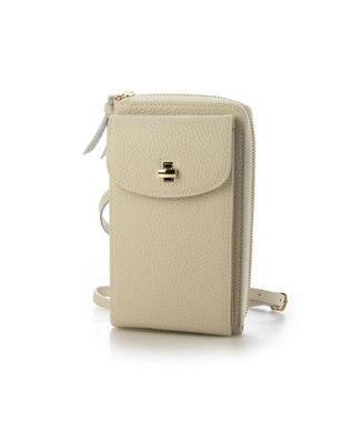 UNBILLION ペルケ perche / 牛革シュリンクタイプモバイルウォレットショルダー　旧8660 アイボリー