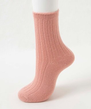 WEGO 【あったか】ぽかぽか裏起毛リブソックス ライトピンク