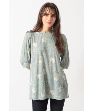 DAKS ボタニカルプリント七分袖プルオーバー