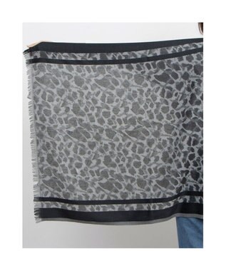 UNBILLION カシュネ cache nez / ライン入アニマル柄ジャカードストール ブラック