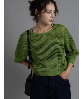 Te chichi スパンコールメッシュハーフスリーブニット《2025Autumn catalog item》