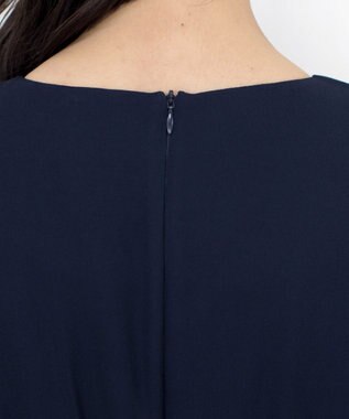 Tiaclasse 【洗える】ブラウスドッキングツイードワンピース ネイビー×ネイビー