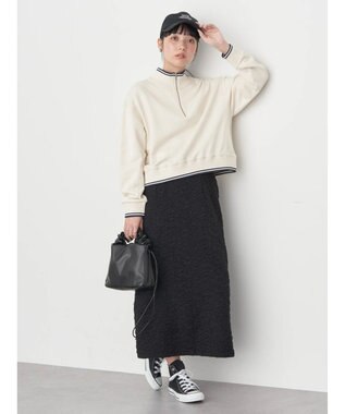 earth music&ecology ハーフＺＩＰラインプルオーバー Ivory