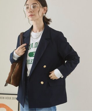 WEGO 【ANGIE VINTAGE/S/Mサイズ展開 / オケージョン対応 / セレモニー対応】ゴールドボタン テーラードジャケット / 金ボタン ダブル ブレザー ネイビー