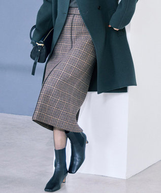 【見上愛さん着用】ボンディングチェックツイード Iライン スカート