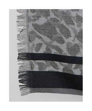 UNBILLION カシュネ cache nez / ライン入アニマル柄ジャカードストール ブラック
