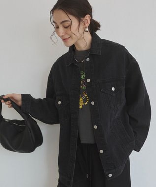 WEGO 【ANGIE VINTAGE】ビッグシルエットデニムジャケット / オーバーサイズGジャン ブラック