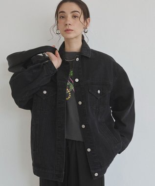 WEGO 【ANGIE VINTAGE】ビッグシルエットデニムジャケット / オーバーサイズGジャン ブラック