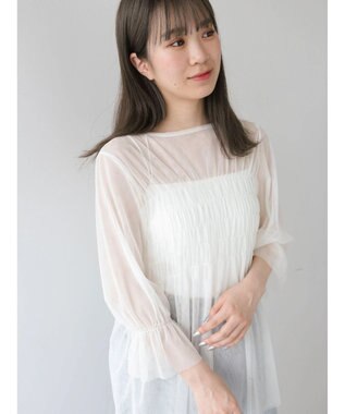 Green Parks チュールシャーリングチュニック Ecru