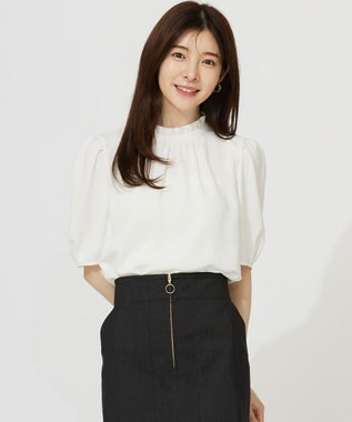 【洗える】フリルネックスタンド ブラウス