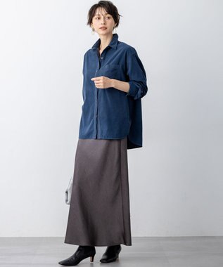 23区 【見上愛さん着用/Oggi11月号掲載】コットン コーデュロイ シャツ ダルブルー系