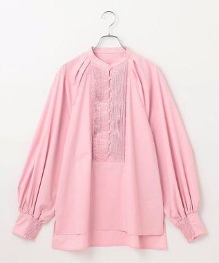 #Newans 【アイロンいらず】ロングピンタックブラウス ピンク