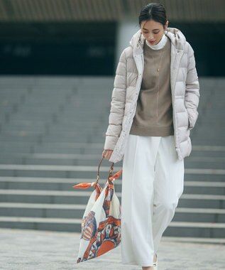 23区 【洗える】ポリエステルレーヨン ラップディテール パンツ アイボリー系