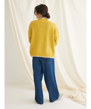 CRAFT STANDARD BOUTIQUE 洗えるモールニット配色プルオーバー Mustard
