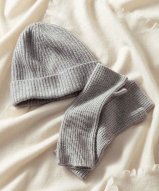 23区 ピュアカシミヤ ニット帽 ライトグレー系