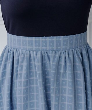 Tiaclasse 【洗える】異素材ドッキングワンピース ネイビー×ブルー