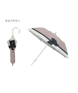 MOONBAT 【遮光/晴雨兼用日傘】LANVIN en Bleu (ランバン オン ブルー)ビジューリボン 遮熱 UV 折りたたみ傘 楽折 モカブラウン