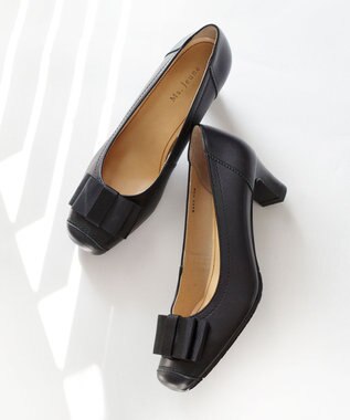 Pointer 日本製 リボンラウンドトゥパンプス ブラック