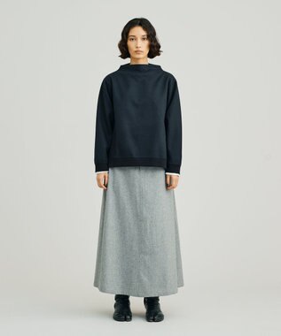 J.PRESS YORK STREET 【WOMEN】NEEDLE JERSEY ボトルネックプルオーバー ブラック系