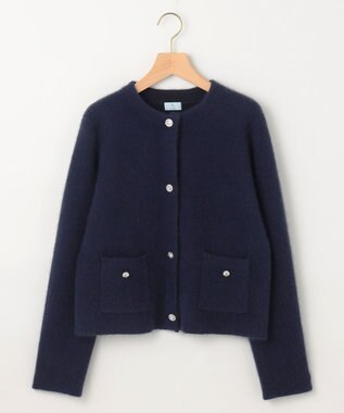 組曲 S 【手洗い可】フラッフィーファーニットジャケット ミッドナイトネイビー系