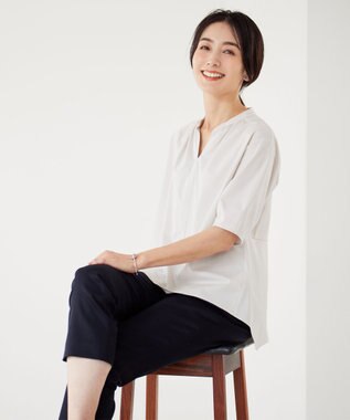 J.PRESS LADIES L 【洗える】シャンブレーサテン テーパード パンツ ネイビー系