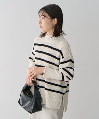 Green Parks ｍｏｋｏモールモックネックニットプルオーバー Border