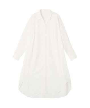 Green Parks シアーチェックシャツワンピース Off White