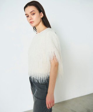 GRACE CONTINENTAL フリンジトップ ホワイト