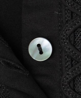 自由区 L 【洗える】コード刺繍胸元レース カットソー ブラック