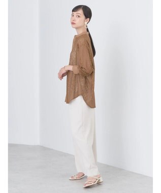 earth music&ecology レースバンドカラーシャツ Camel