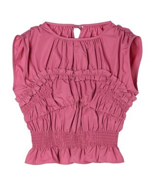 Green Parks シャーリングデザインコルセット風ブラウス Pink