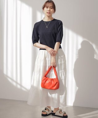 組曲 L 【先行予約・WEB限定】ポップコーンアーガイル5分袖 ニット ネイビー系