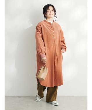 CRAFT STANDARD BOUTIQUE コーデュロイリブ付きワンピース Light Pink